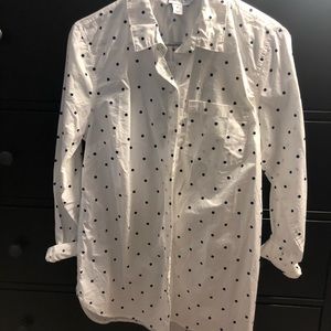 White/Navy Polka Dot Button Down